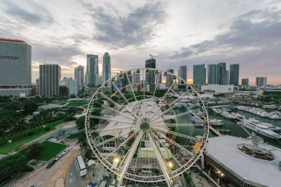 A Ferris wheel in a city